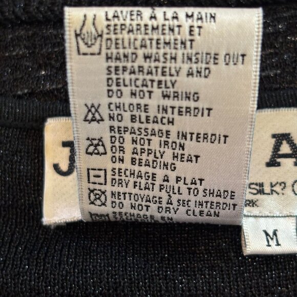 JOSEPH A Qu'est que c'est Silk Vtg Silk Metallic Sweater with Beaded Trim - Sz M - Picture 8 of 9